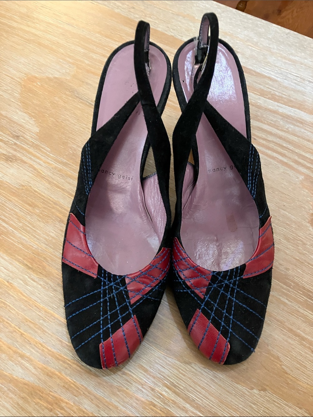 Vintage 90s and Black and Red Slingback Heels Nancy Geist